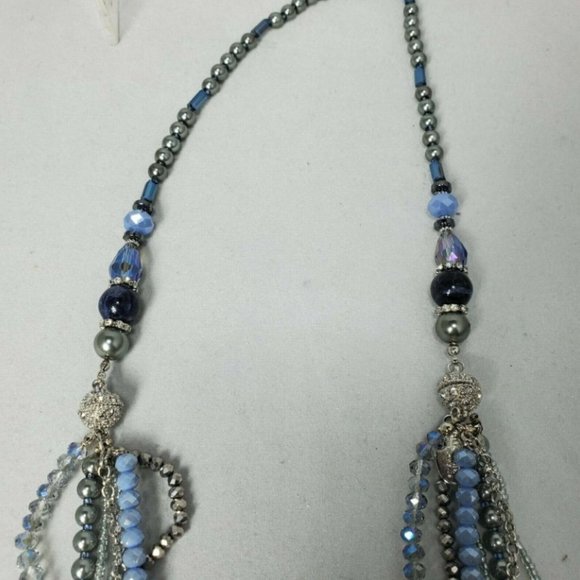 Ali Khan 7 Strand Iridescent Multicolor Glass Necklace (2 in 1) with gift box - Picture 8 of 11